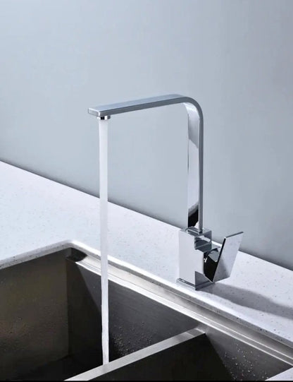 Chrome Square Gooseneck Swivel Spout Laundry Sink Kitchen Mixer Faucet Tap