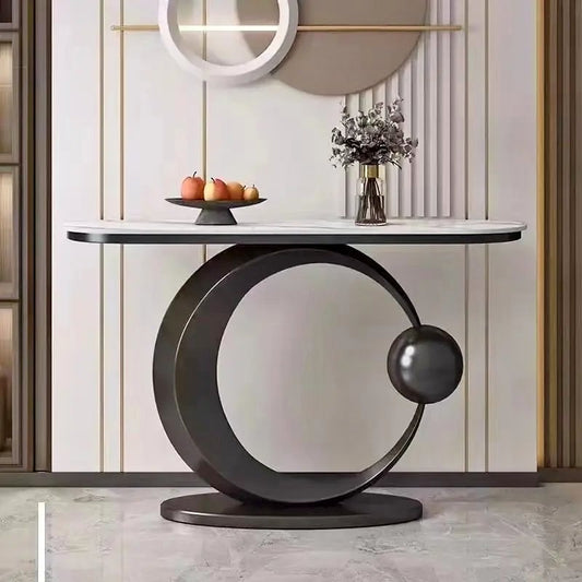 Luxury Half Circle Console Marble Look Table