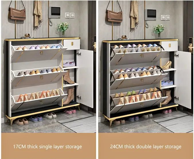 Luxury High Quality Slim Shoe Cabinet with Multiple Drawers