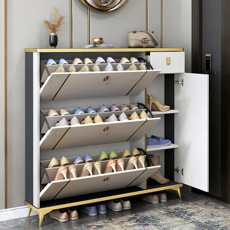 Luxury High Quality Slim Shoe Cabinet with Multiple Drawers