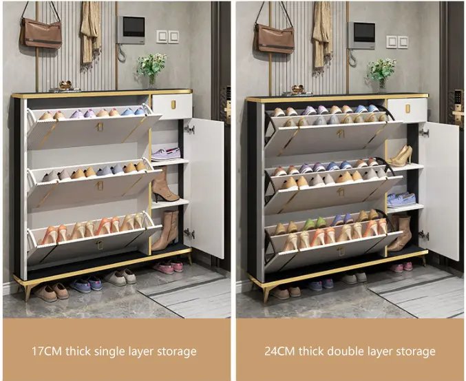 Luxury High Quality Slim Shoe Cabinet with Multiple Drawers