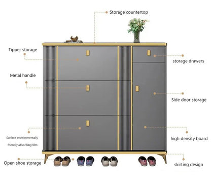 Luxury High Quality Slim Shoe Cabinet with Multiple Drawers