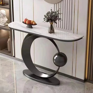 Luxury Half Circle Console Marble Look Table
