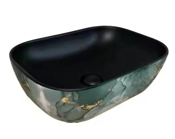 Brand New Artificial Marble Ceramic Basin with Black Interior