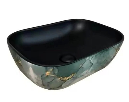 Brand New Artificial Marble Ceramic Basin with Black Interior