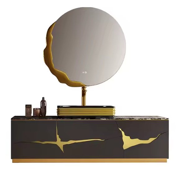 Black & Gold Glossy Finish Ceramic Table Top Designer Washbasin