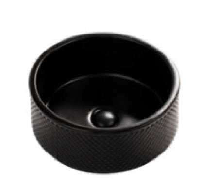 Black Embossed Ceramic Basin – Modern Textured Round Sink