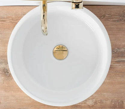 Gold Embossed Ceramic Basin – Round Luxury Design