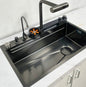 Integrated Waterfall Kitchen Sink Digitial Display Stainless Steel Water Filter & Cup Washer
