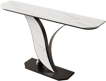 Narrow Console Table with Open Shelves and Curved Metal Frame – Entryway or Sofa Table for Living Room and Hallway