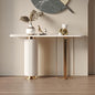 Mid-Century Modern Console Table with Marble Top – Rectangular Metal Frame for Entryway or Living Room