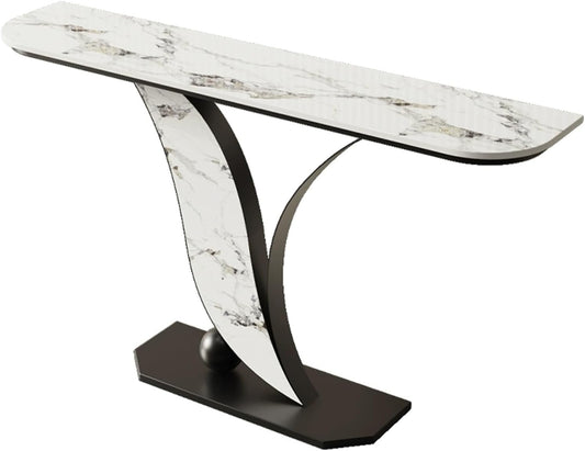 Stylish Narrow Iron Console Table with Durable Scratch-Resistant Stone Top
