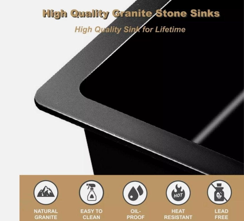 Double Bowl Granite Sink Black Watermark