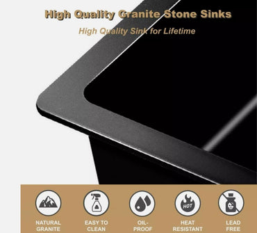 Double Bowl Granite Sink Black Watermark