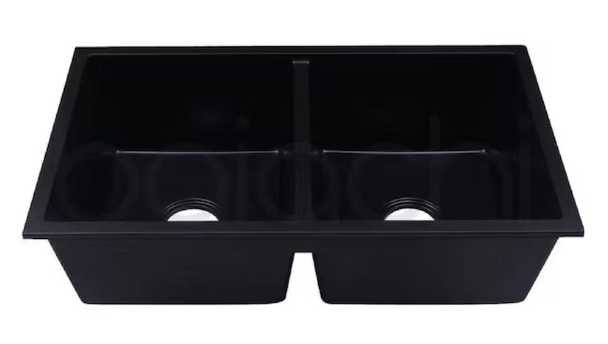 Double Bowl Granite Sink Black Watermark