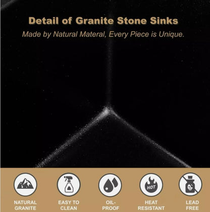 Double Bowl Granite Sink Black Watermark