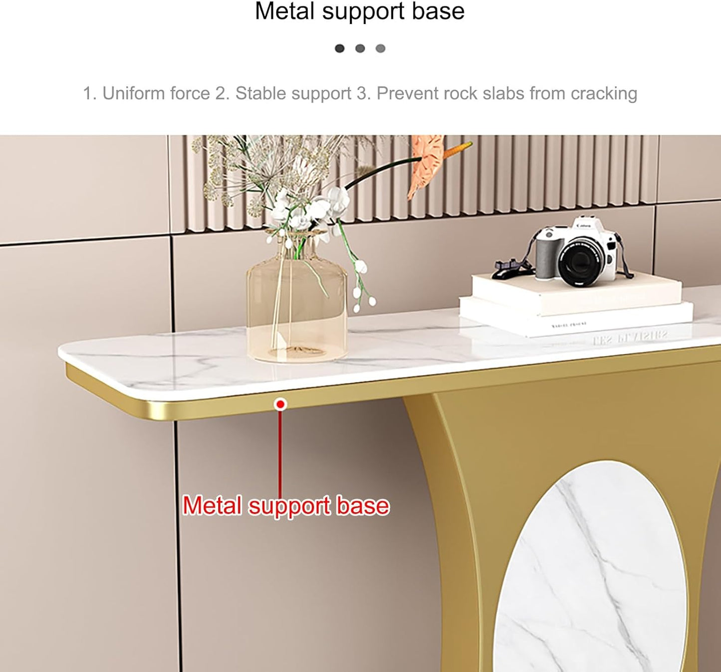 Modern Entryway Console Table Narrow Sofa Table with Gold Metal Frame Easy to Assemble 120×30cm