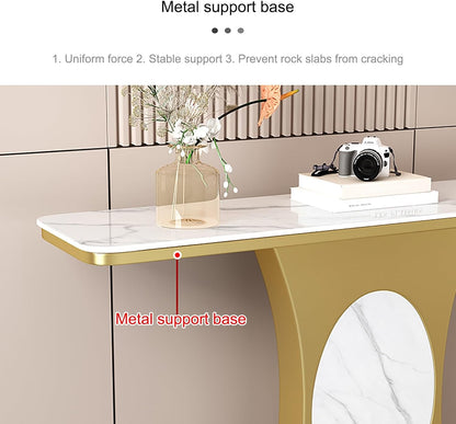 Modern Entryway Console Table Narrow Sofa Table with Gold Metal Frame Easy to Assemble 120×30cm