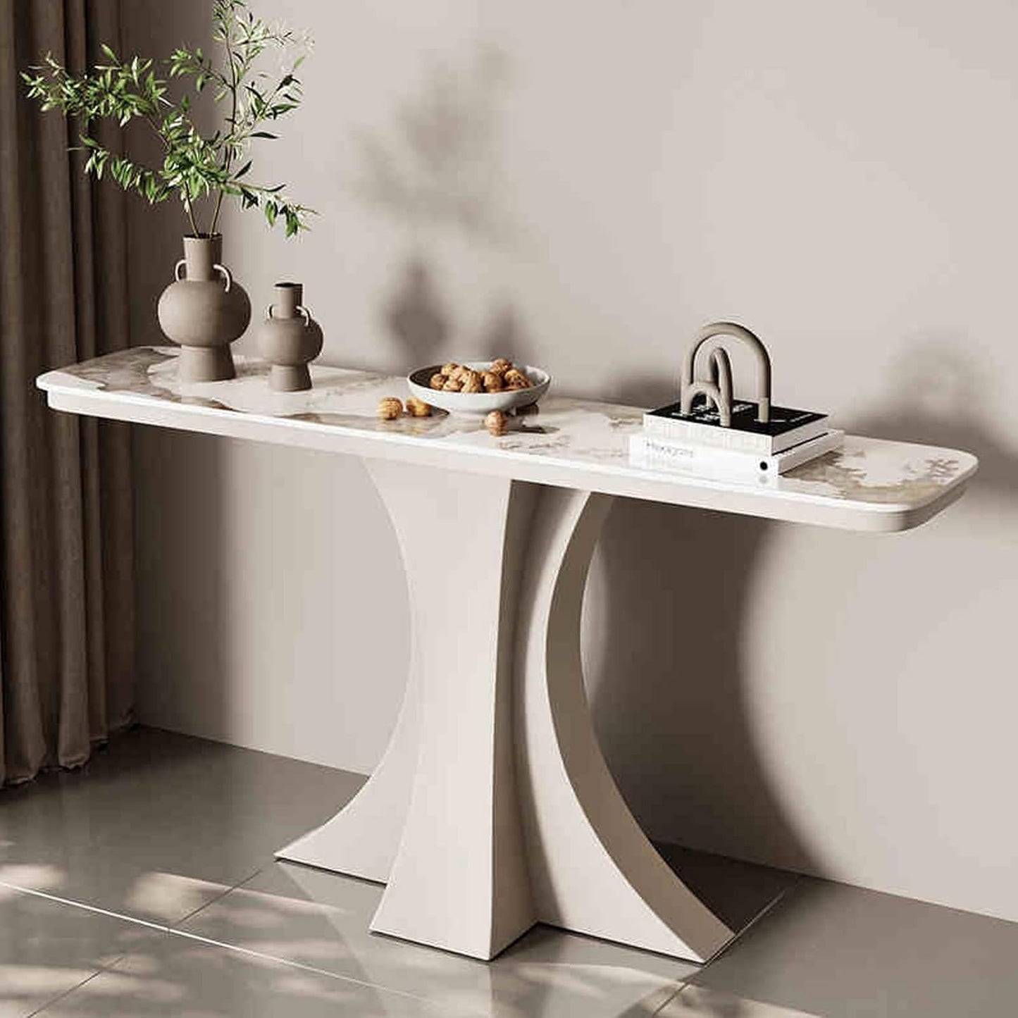 Sleek Narrow Console Table with Metal Base – Entryway and Sofa Table for Living Room or Entrance