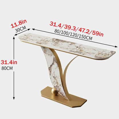 Narrow Console Table with Open Shelves and Curved Metal Frame – Entryway or Sofa Table for Living Room and Hallway