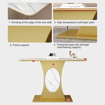 Modern Entryway Console Table Narrow Sofa Table with Gold Metal Frame Easy to Assemble 120×30cm