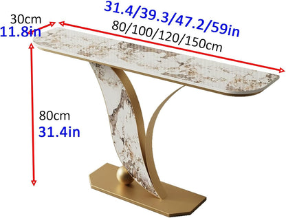 Stylish Narrow Iron Console Table with Durable Scratch-Resistant Stone Top