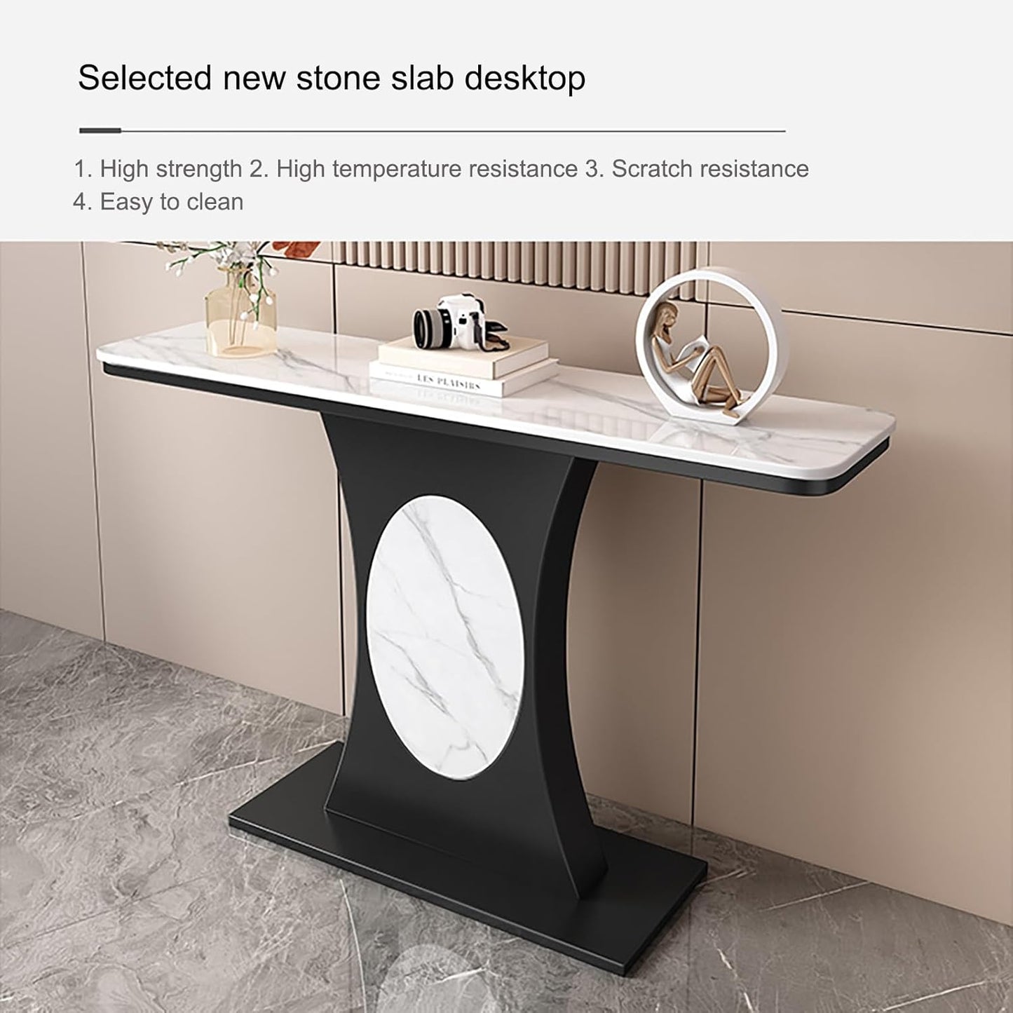 Modern Entryway Console Table Narrow Sofa Table with Gold Metal Frame Easy to Assemble 120×30cm