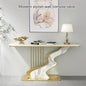 Modern Gray Console Table with Geometric Metal Base – Entryway Accent Table for Foyer, Hallway, or Living Room