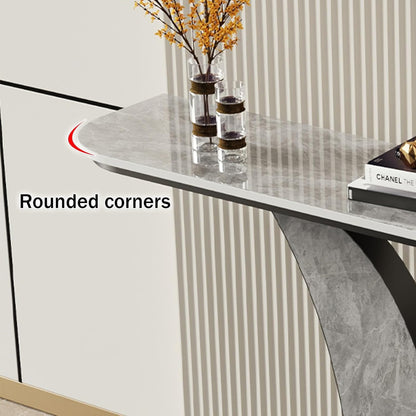Narrow Console Table with Open Shelves and Curved Metal Frame – Entryway or Sofa Table for Living Room and Hallway