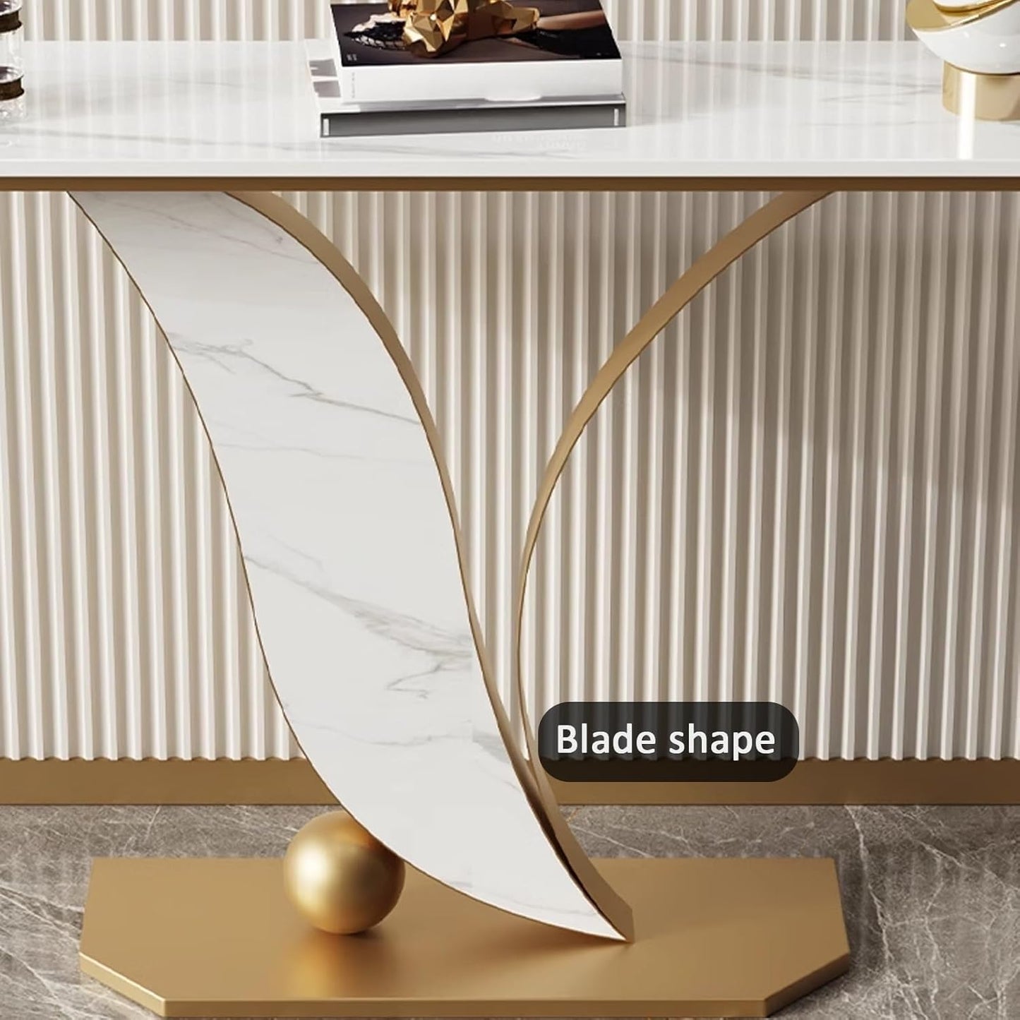 Stylish Narrow Iron Console Table with Durable Scratch-Resistant Stone Top