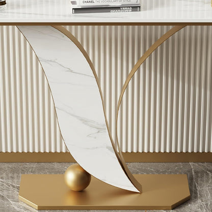 Narrow Console Table with Open Shelves and Curved Metal Frame – Entryway or Sofa Table for Living Room and Hallway