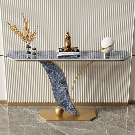Narrow Console Table with Open Shelves and Curved Metal Frame – Entryway or Sofa Table for Living Room and Hallway