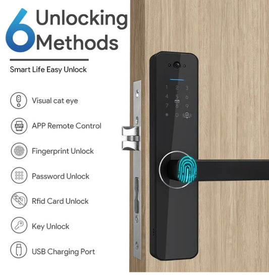 Smart Door Lock Digital Fingerprint APP Password Key Security Lock (C13)