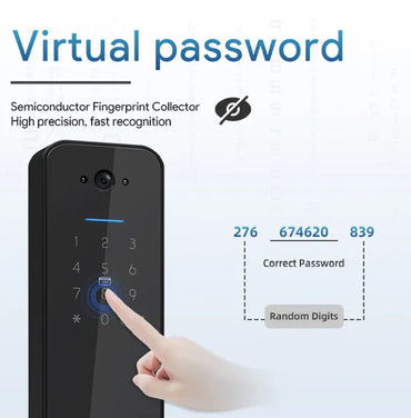 Smart Door Lock Digital Fingerprint APP Password Key Security Lock (C13)