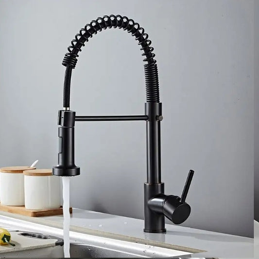 PK001-B Black Kitchen Faucet Pull Down Single Handle Mixer Tap With 360 Rotation