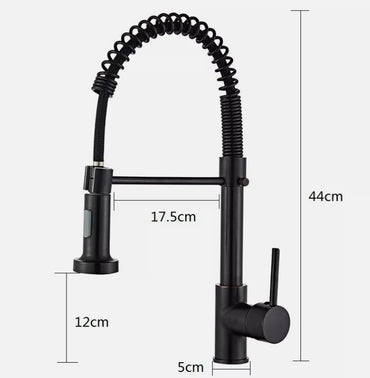 PK001-B Black Kitchen Faucet Pull Down Single Handle Mixer Tap With 360 Rotation