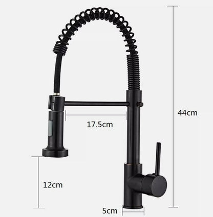 PK001-B Black Kitchen Faucet Pull Down Single Handle Mixer Tap With 360 Rotation