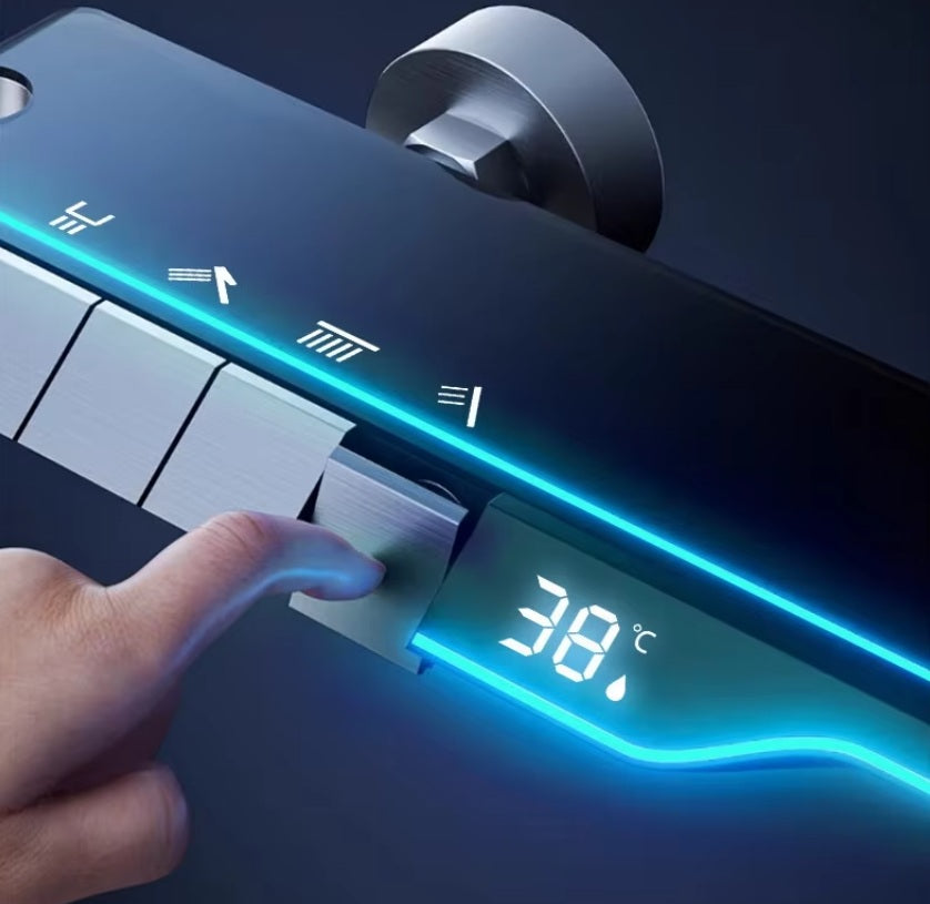 Shower System with Thermostatic LED Digital Display, 4 ways shower combo