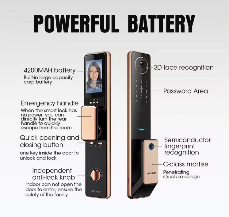 Smart Video Door Lock Tuya Wifi App Smart Facial Lock With Camera (S61)