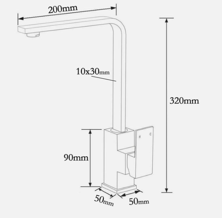 SK003-C Chrome Square Gooseneck Swivel Sndry Sink Kitchen Mixer Faucet Tap