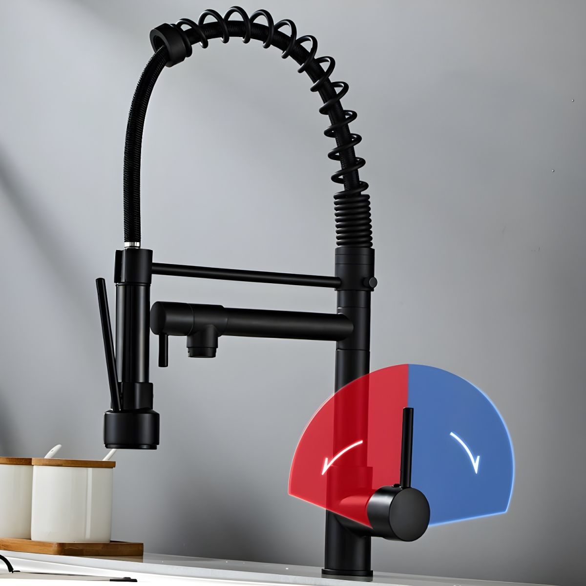 PK002-B Stainless Steel Kitchen Faucet - Pull Out Spray Head and Gooseneck Spout Design