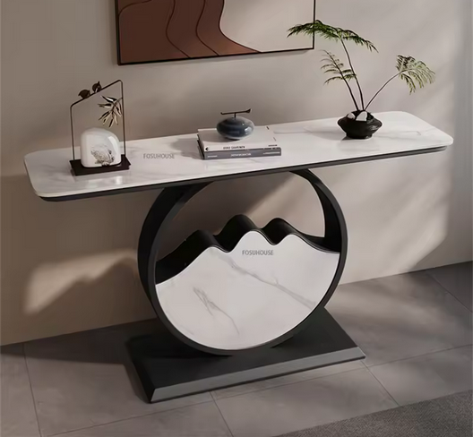 Contemporary Console Table with Stainless Steel Frame – Perfect for Living Room Decor