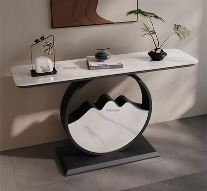 Contemporary Console Table with Stainless Steel Frame – Perfect for Living Room Decor