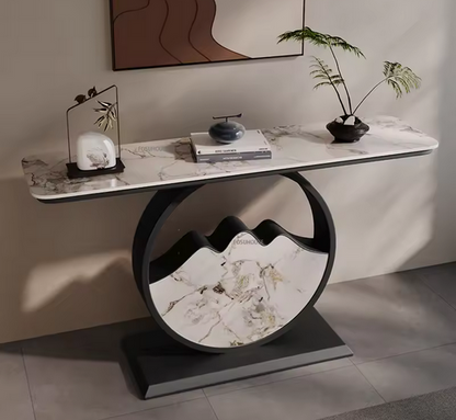 Contemporary Console Table with Stainless Steel Frame – Perfect for Living Room Decor