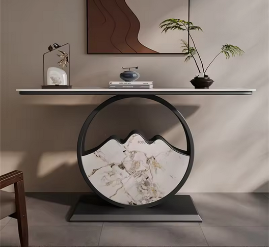 Contemporary Console Table with Stainless Steel Frame – Perfect for Living Room Decor