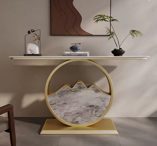 Contemporary Console Table with Stainless Steel Frame – Perfect for Living Room Decor