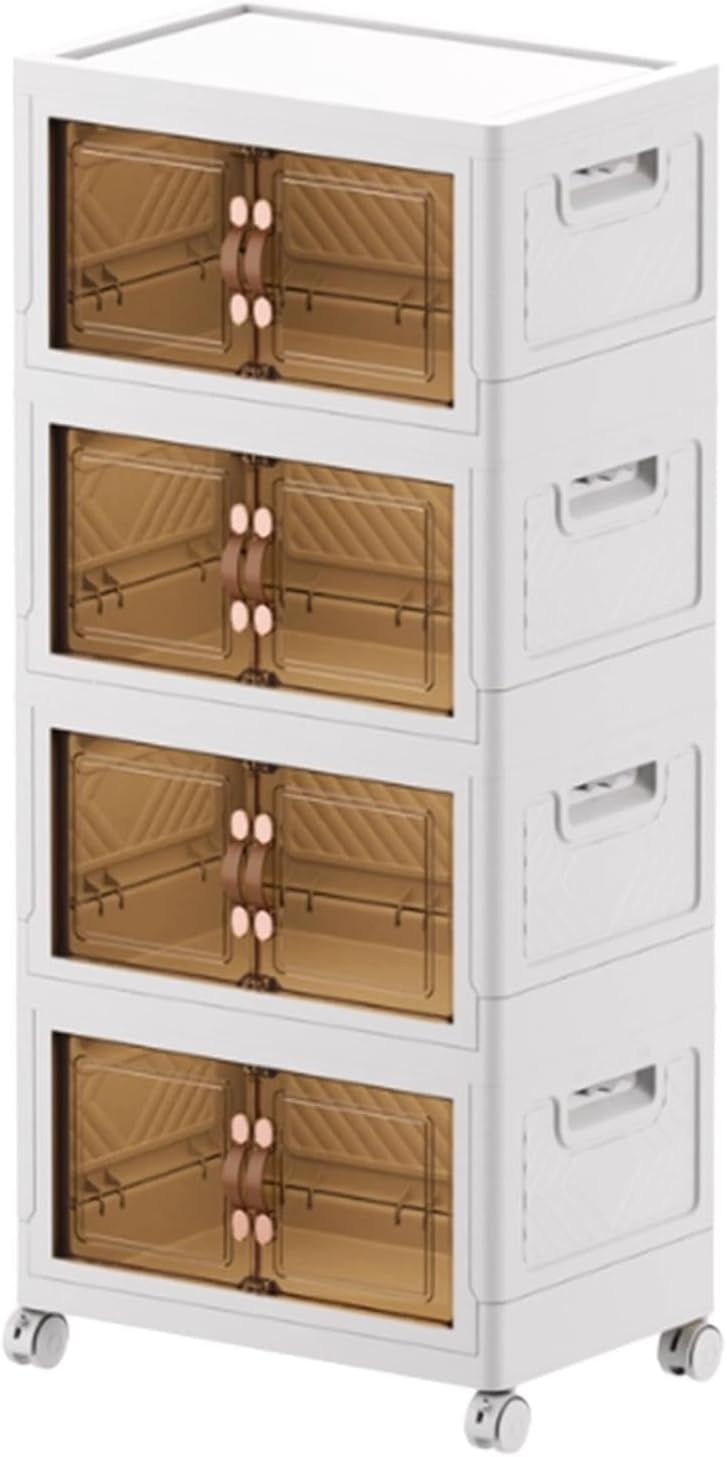 Foldable Plastic Storage Box 4 Tier With Wheels and Doors