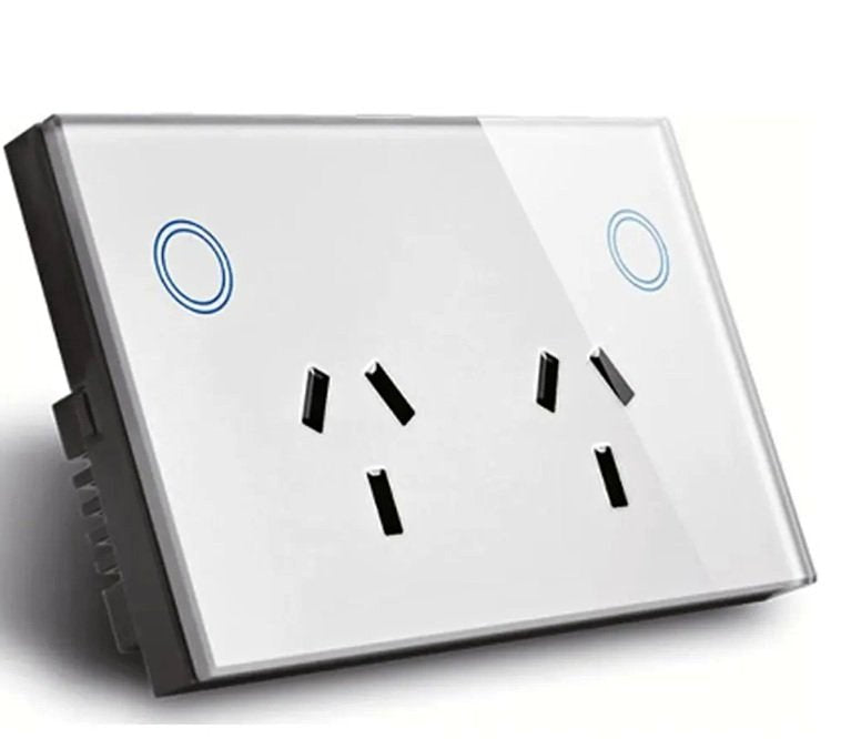 Smart Home Enabled Tempered Glass Touch Double Power Point Socket and Wi fi Control