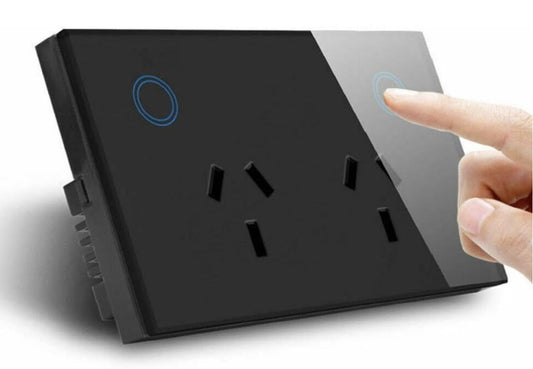 Smart Home Enabled Tempered Glass Touch Double Power Point Socket and Wi fi Control