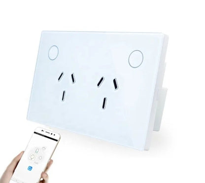 Smart Home Enabled Tempered Glass Touch Double Power Point Socket and Wi fi Control
